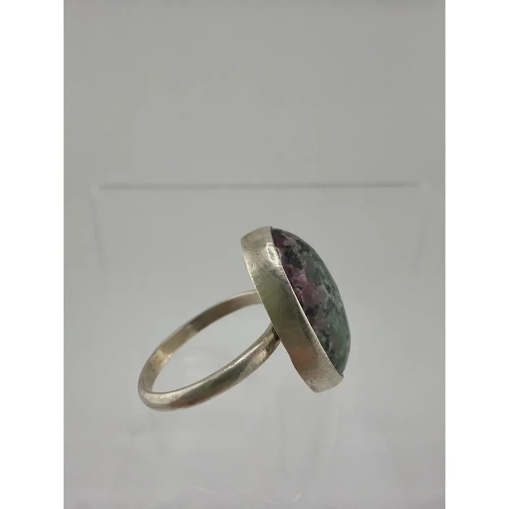 Sterling Silver Ruby Zoisite Anyolite Bezel Ring Size 7